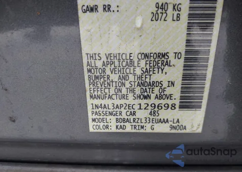 2014 Nissan Altima 2.5 S from USA, damaged, VIN 1N4AL3AP2EC129698